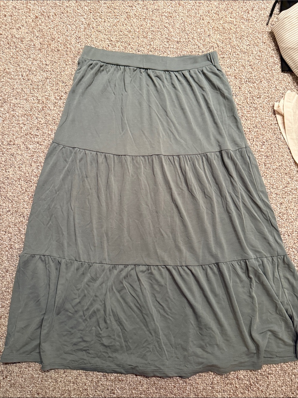 crosby. Olive Green Tiered Maxi Skirt